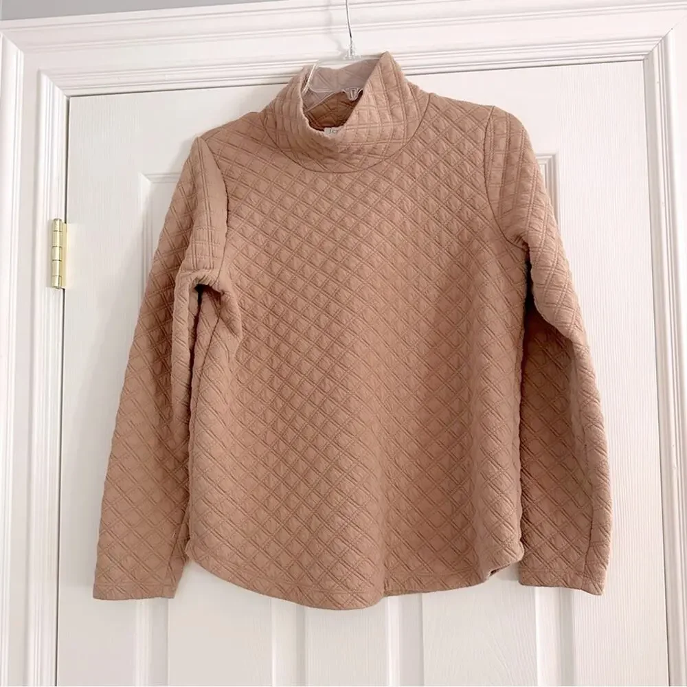 J Crew Quilted mockneck Mock XS Pullover Shirt BL249 Top Shirt 2022